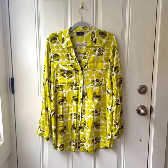 Milk and honey women’s button front blouse, long sleeve size medium Mod - Picture 2 of 6